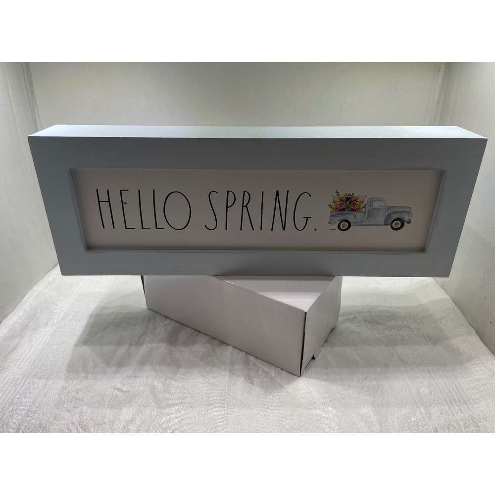 Rae Dunn Hello Spring Truck Farmhouse Decor Sign Light Blue